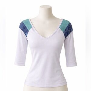 Vintage Y2K Custo Barcelona Lilac Lace Shoulder V-Neck Top Juniors M Women's S